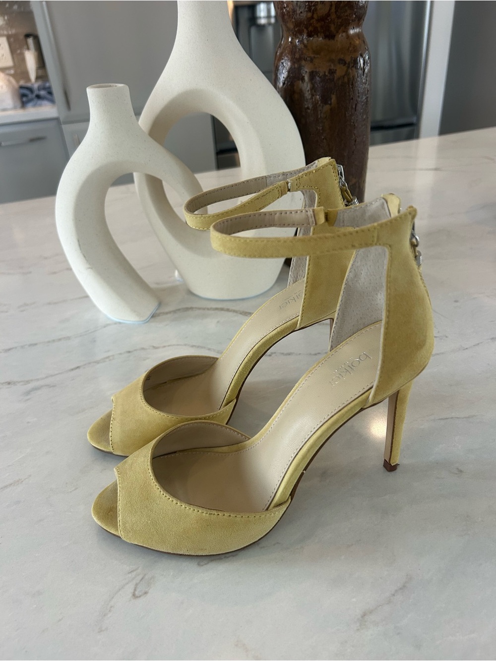 Beautiful BOTKIER Yellow Suede Peep-Toe Ankle-Strap Heels❤️6.5